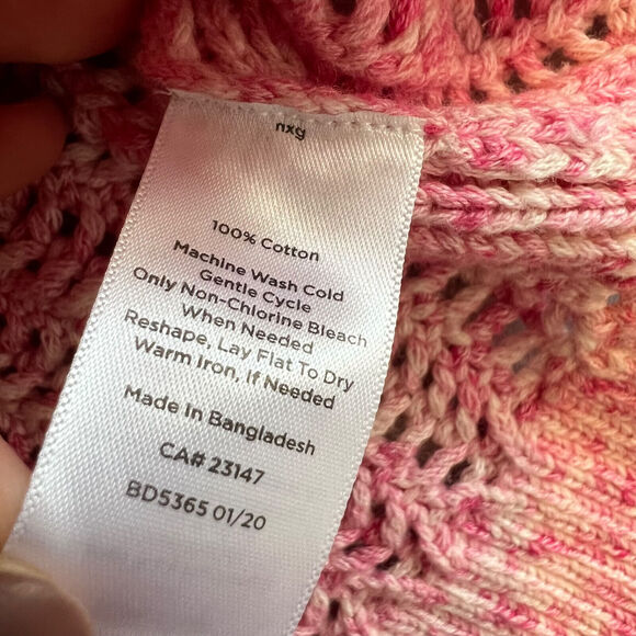 Talbots Sweater Womens Large Pink Open Knit Pullover Beach Cotton Preppy NWT - Picture 10 of 11